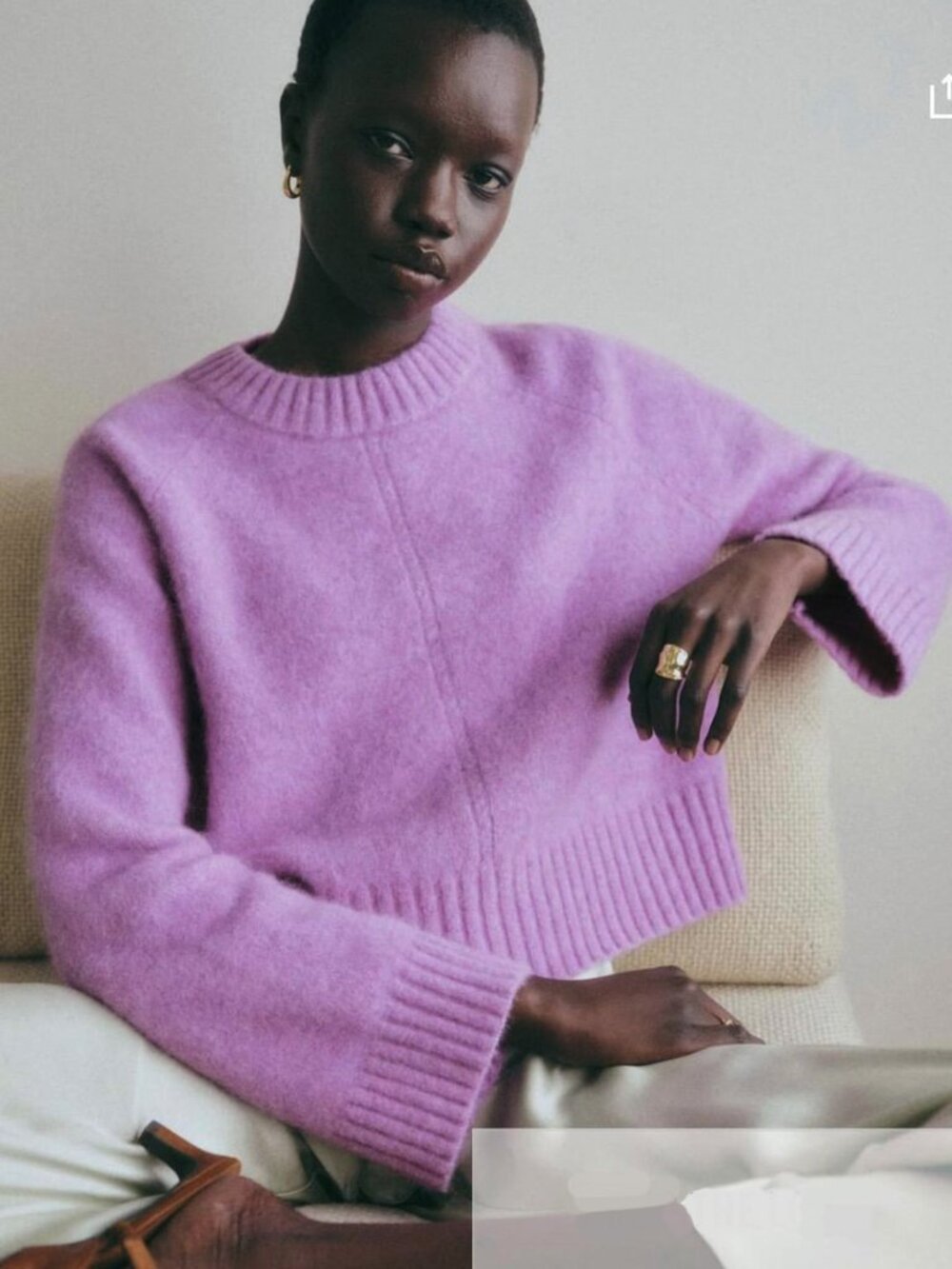 Like New Sezane Sama Alpaca Blend Cropped Sweater Lilac Purple XL